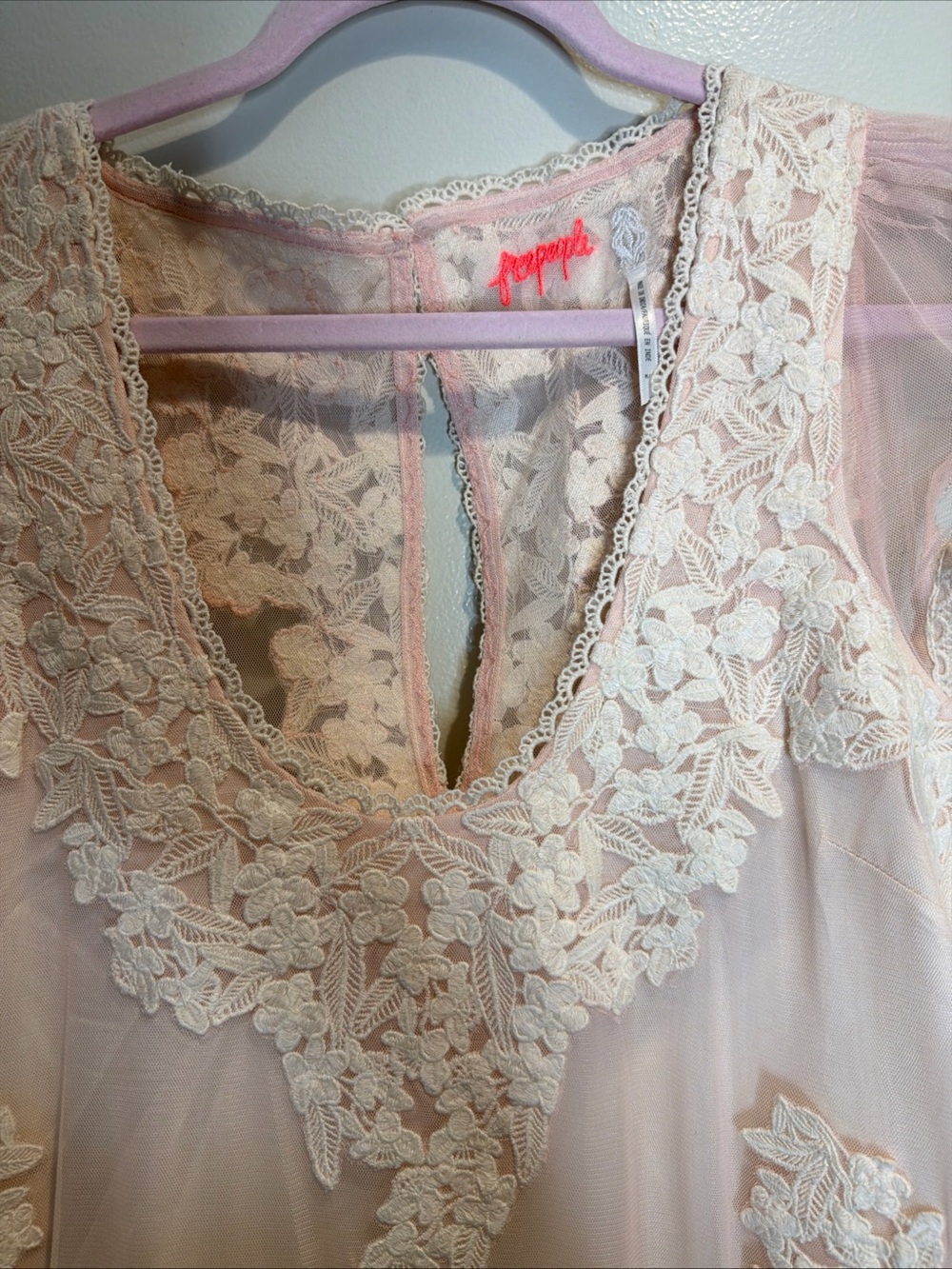 Free People Velvet Butterfly Grove Embroidered Lace Mesh Maxi Dress M - Picture 6 of 9